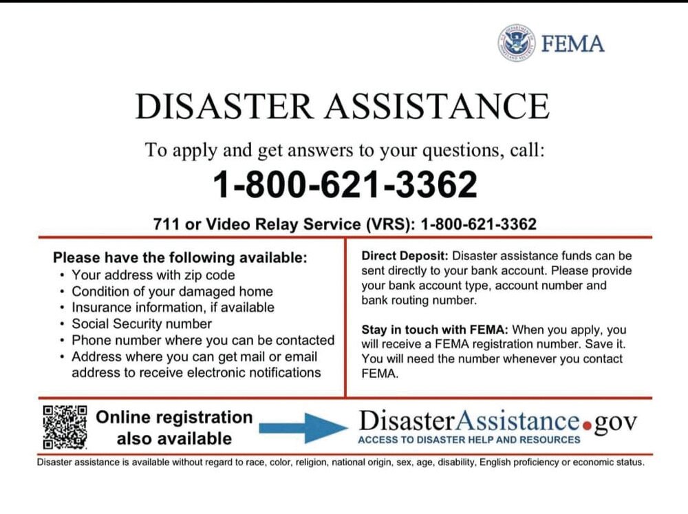 FEMA FLYERS: Registration flyers (in Spanish and English) from FEMA that provide multiple ways for individuals to register for assistance regarding the September storms.